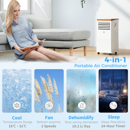Portable Air Conditioner 7000 BTU, 4-in-1 Air Conditioning Unit with Cooling, Fan, 19.2L/Day Dehumidifier & Sleep Mode