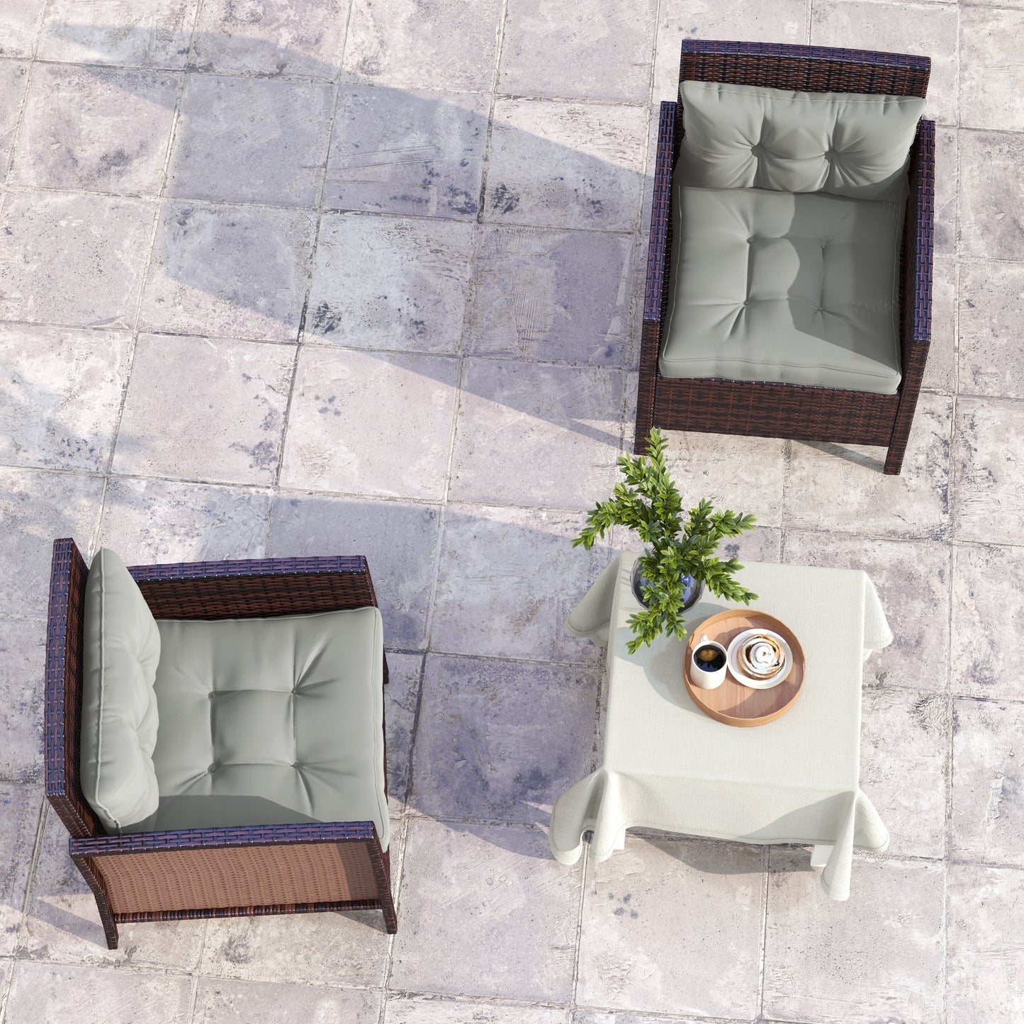 4-Piece Seat Cushions Back Pillows Replacement, Patio Chair Cushions Set for Indoor Outdoor, Light Grey