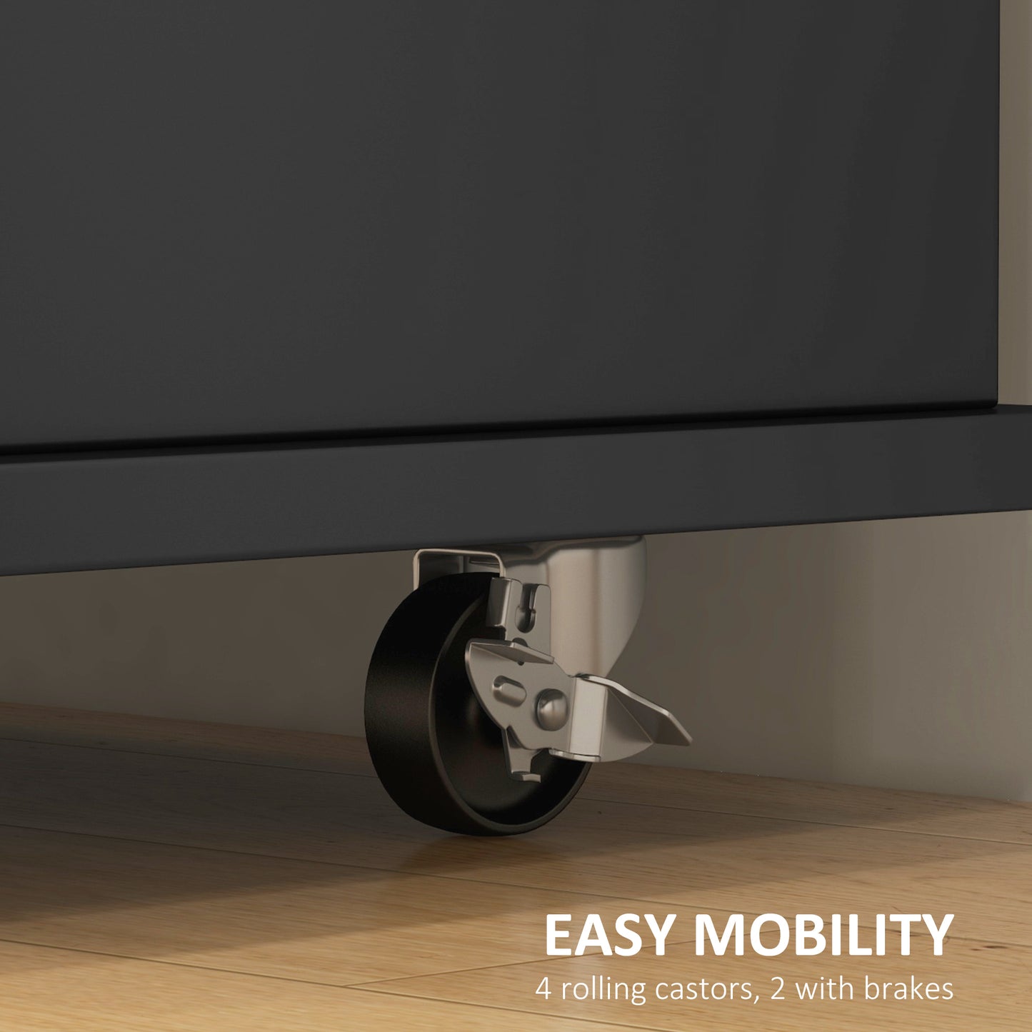 Kitchen Island with Drop Leaf, Rolling Kitchen Storage Trolley on Wheels with 3 Drawers, Black