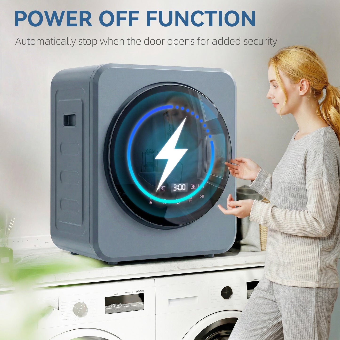 Vented Tumble Dryer, 4 kg Front Tumble Dryer with Stainless Steel Tub, 800W Compact Freestanding Grey