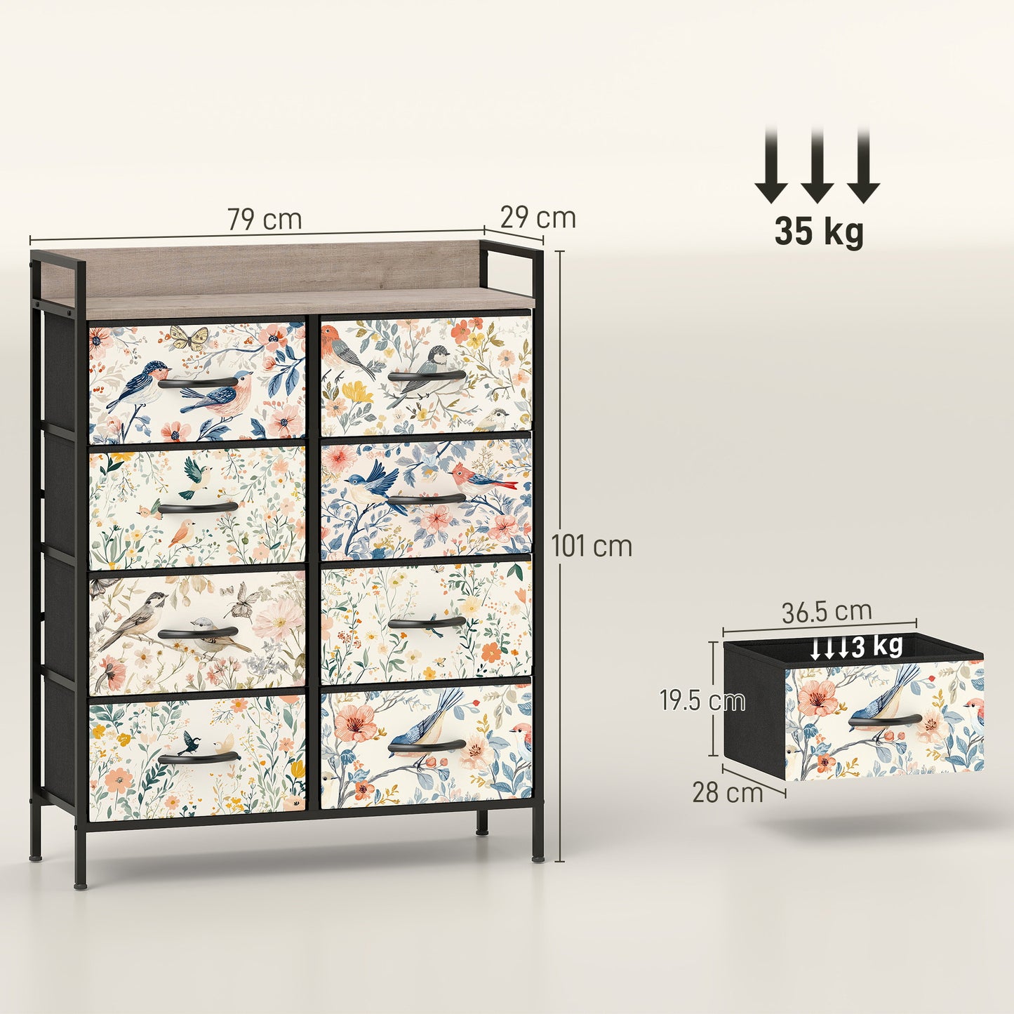 8-Drawer Chest of Drawers - White