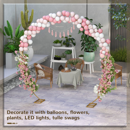 280cm Gold Backdrop Stand, Round Metal Wedding Arch for Birthday Party, Bridal Shower, Graduation, Ceremony