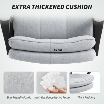 Double Padded Linen-Look Office Chair - Light Grey