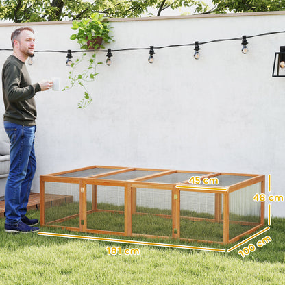 Wooden Rabbit Hutch Cage 6ft with Wire Mesh, Openable Roof, Play Space for Outdoor, Natural Wood Finish