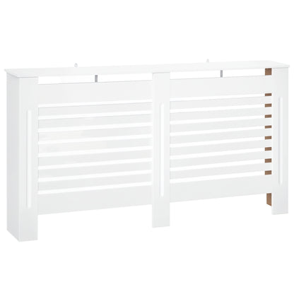Radiator Cover, Modern MDF White Painted Cabinet with Horizontal Slats for Living Room, Bedroom, 172L x 19W x 81H cm