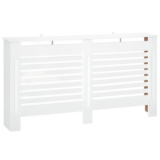 Radiator Cover, Modern MDF White Painted Cabinet with Horizontal Slats for Living Room, Bedroom, 172L x 19W x 81H cm