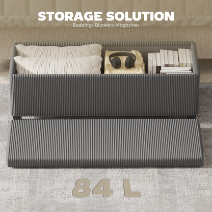 84L Corduroy Storage Ottoman - Grey