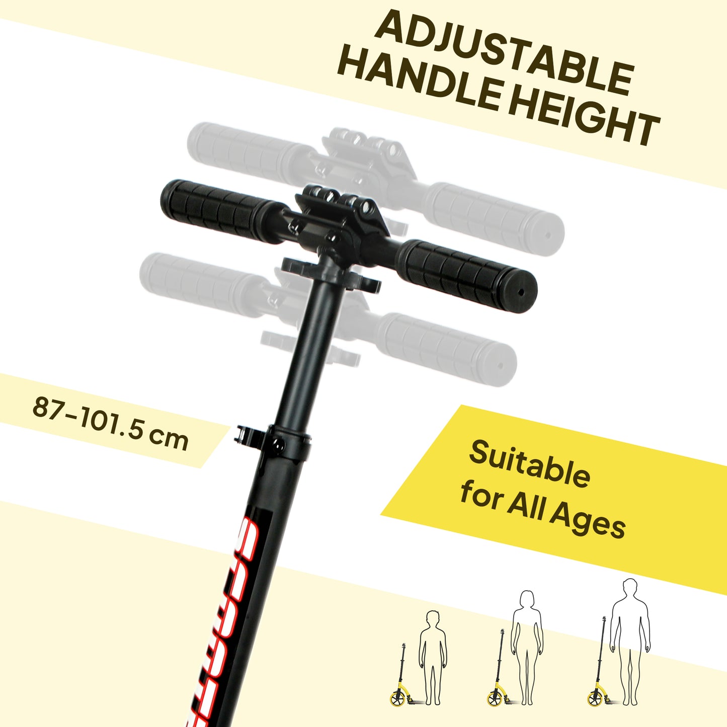 Foldable Kick Scooter with Double Shock Absorption and Big Wheels