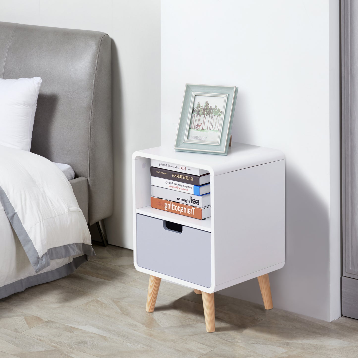 Scandinavian Bedside Table with Drawer