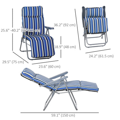 Reclining Garden Chair Set of 2, 5-Level Adjustable Zero Gravity Chairs with Cushions