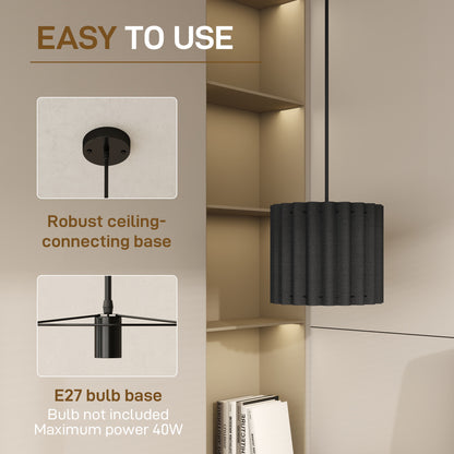 Linen Pendant Light, Bedside Ceiling Lamps with E27 Bulb, Modern Hanging Lights for Living Room, Bedroom, Kitchen, Hallway
