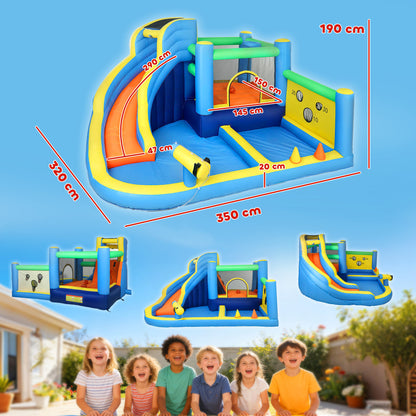 8 in 1 Bouncy Castle for Kids, Inflatable Bounce House with Slide, Pool (Ball Pit), Water Cannon for Indoor Outdoor