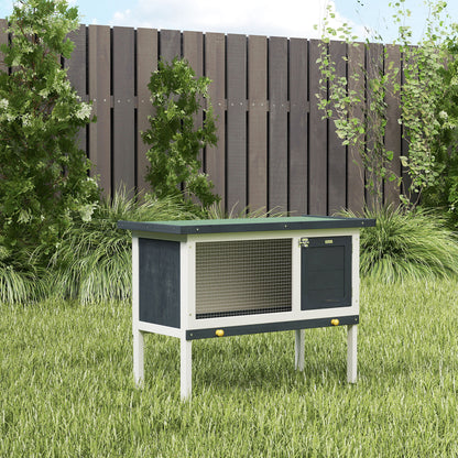 Wooden Rabbit Hutch Guinea Pig Hutch Bunny Cage Small Animal Habitat Openable Asphalt Roof for Outdoor Use 90 x 45 x 65 cm