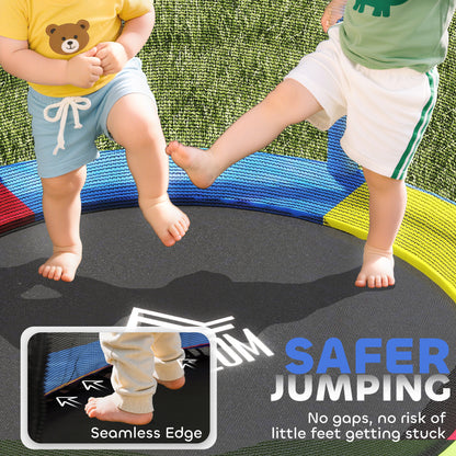 Kids Trampoline, with Enclosure Net, Steel Frame, for Ages 3-6 Years - MultiColoured