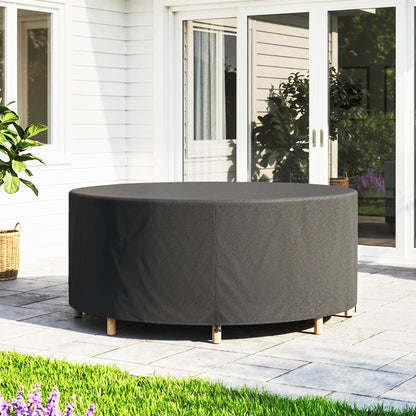 Round Garden Furniture Cover, Waterproof Garden Table Cover, 420D Heavy Duty Oxford for Outdoor, Dia.214 x 70 cm, Black
