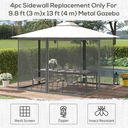 352 x 207cm Universal Replacement Mesh Sidewall Netting for Patio Gazebos and Canopy Tents, (Sidewall Only) Dark Grey