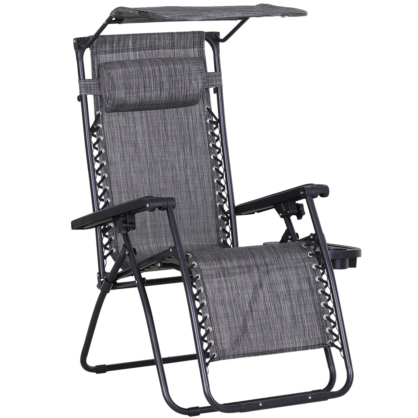Foldable Reclining Garden Chair with Headrest, Zero Gravity Deck Sun Lounger Seat Chair with Footrest, Armrest
