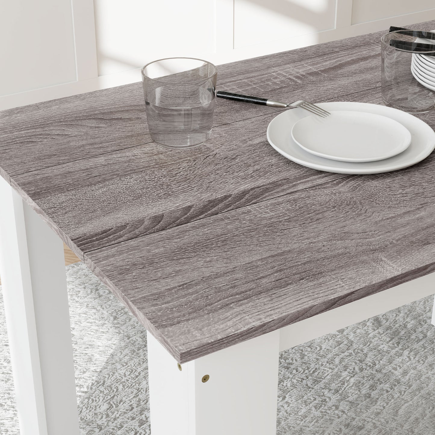 Dining Table for 4-6 People, Kitchen Table with Wood Effect for Dining Room, Grey