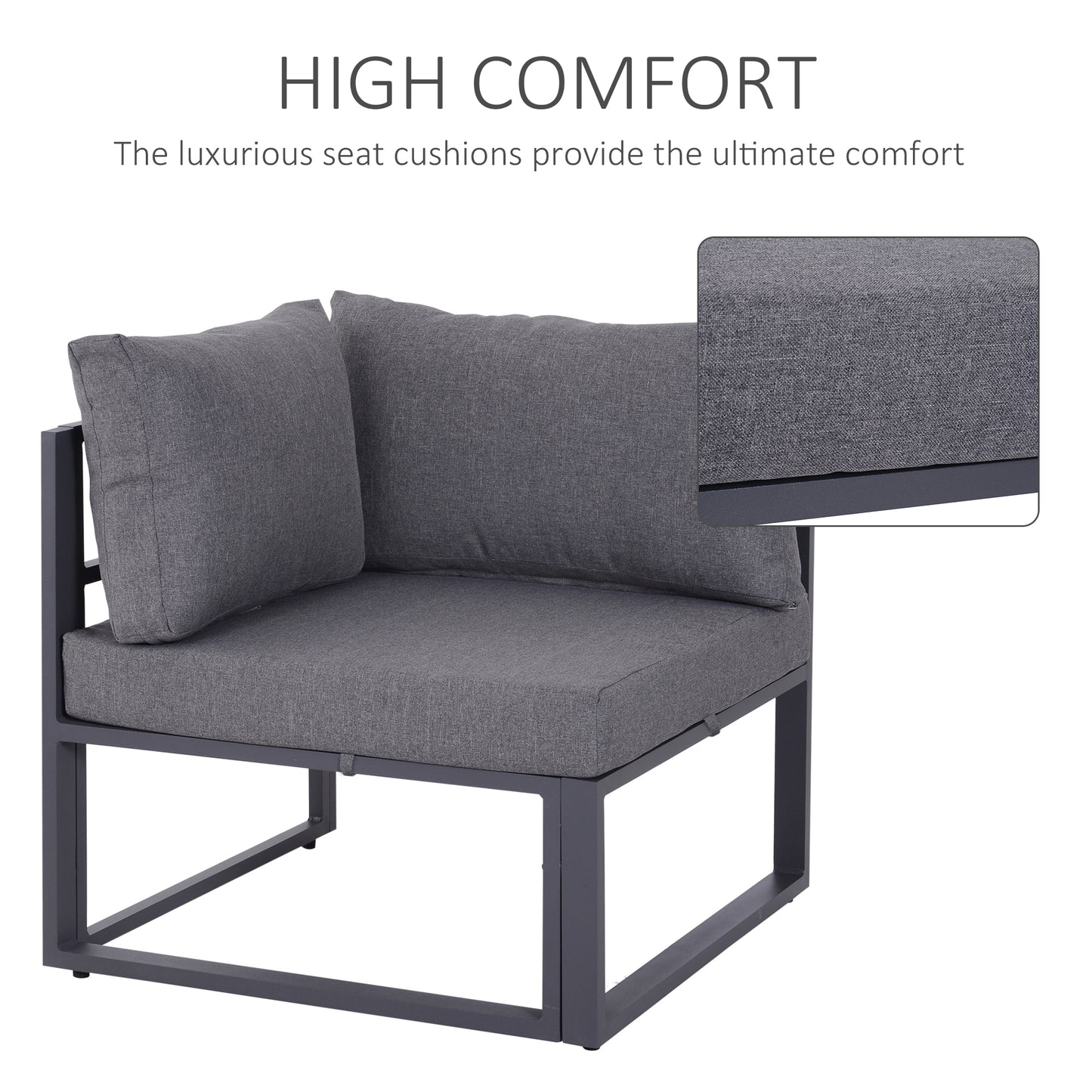 5 Seater Aluminium Garden Furniture Set, Garden Sofa Set with Thick Cushions for Patio and Balcony, Outdoor, Grey