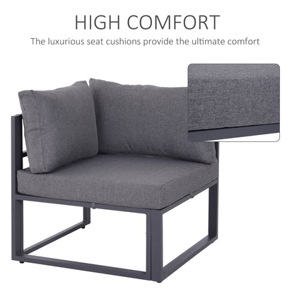 5 Seater Aluminium Garden Furniture Set, Garden Sofa Set with Thick Cushions for Patio and Balcony, Outdoor, Grey