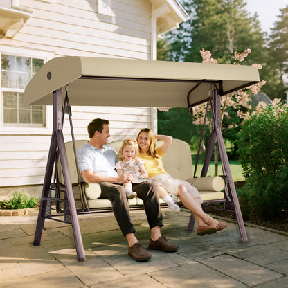 Three-Seater Garden Swing Chair - Brown