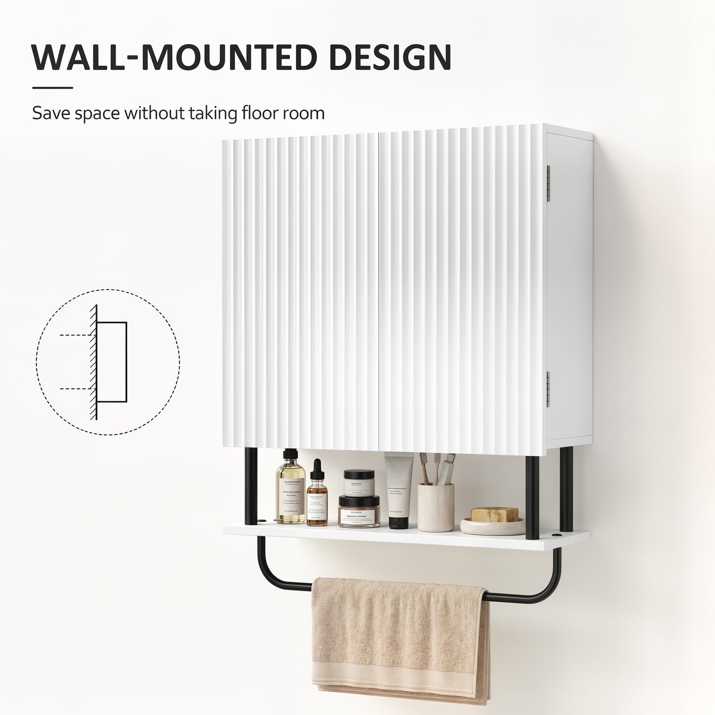 Bathroom Wall Cabinet Modern Space Saver Wall Mounted Cabinet Doors Storage White