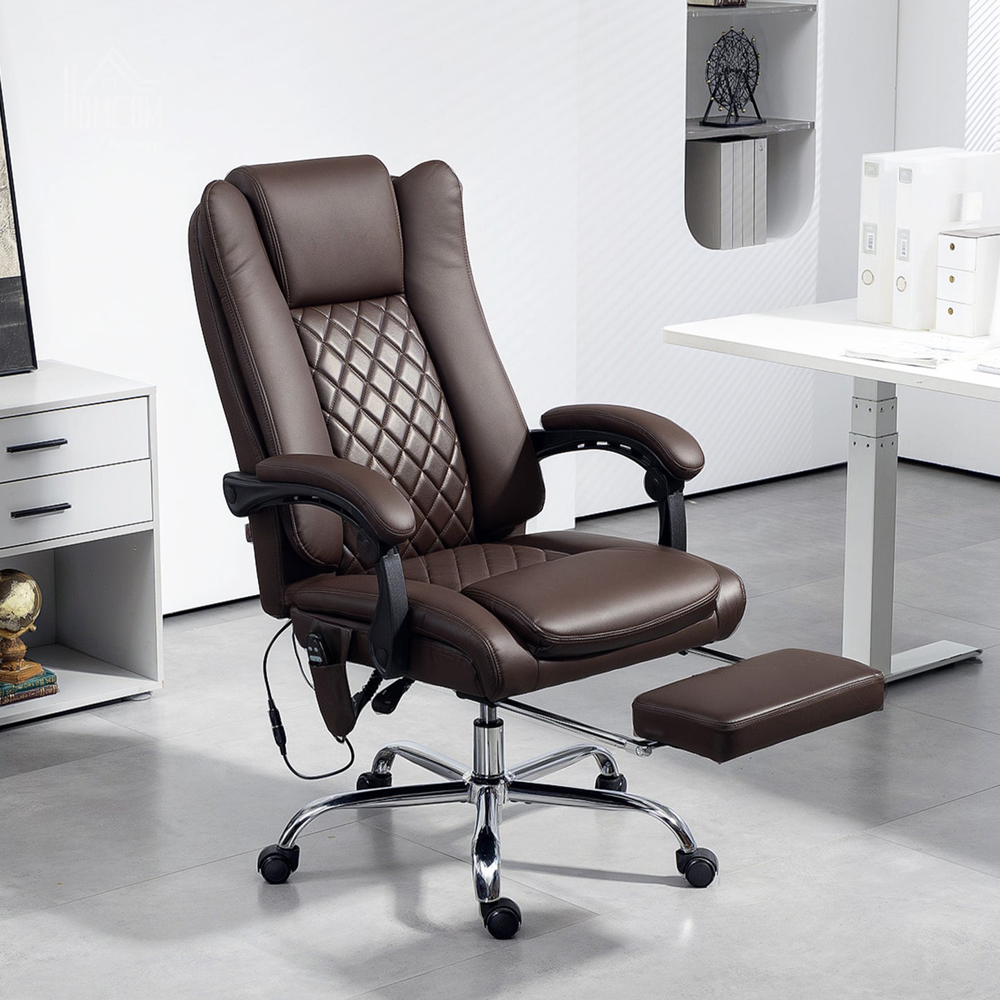 Executive Office Chair with 6-point Massage and Heat - Dark Brown