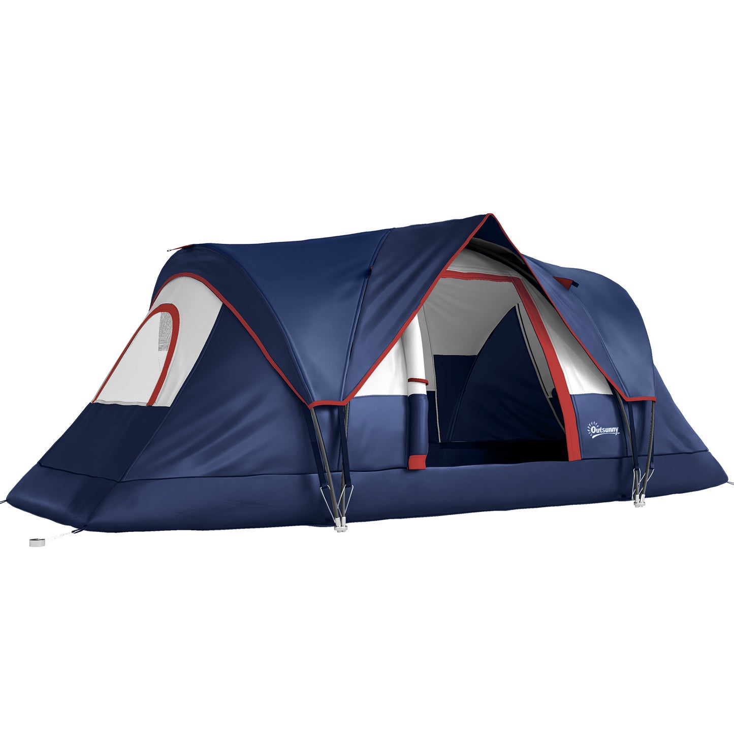 5 Man Camping Tent, Large Tunnel Tent, Water Resistant Hiking Shelter with Groundsheet and Carry Bag, Navy Blue