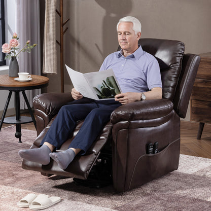 Power Lift Recliner Chair with Vibration Massage, Heat, USB - Brown