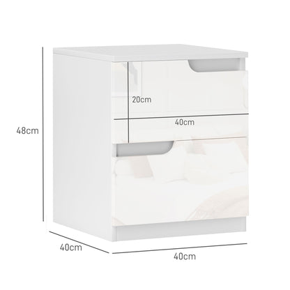 High Gloss Bedside Table - White
