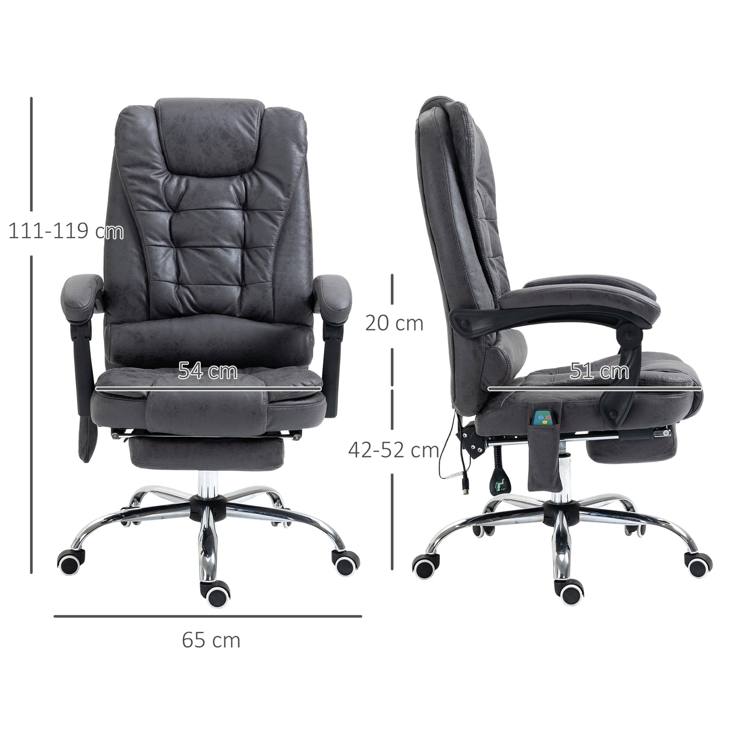 Heated 6 Points Vibration Massage Executive Office Chair Adjustable Swivel Ergonomic High Back Desk Chair Recliner with Footr