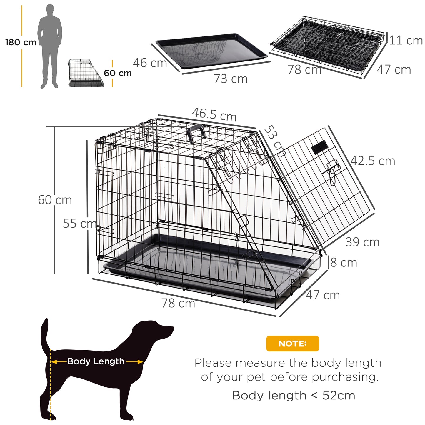Trapeze Collapsible Dog Pet Travel Box Cage Removable Tray 78 x 47 x 55cm