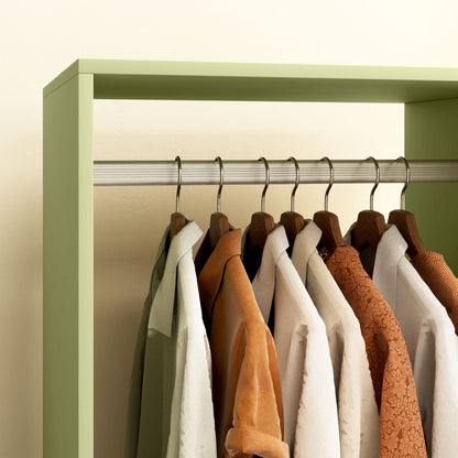 Open Wardrobe on Wheels, Bedroom Wardrobe with Clothes Hanging Rail, 2 Storage Shelves, Mobile Garment Rack for Cloakroom