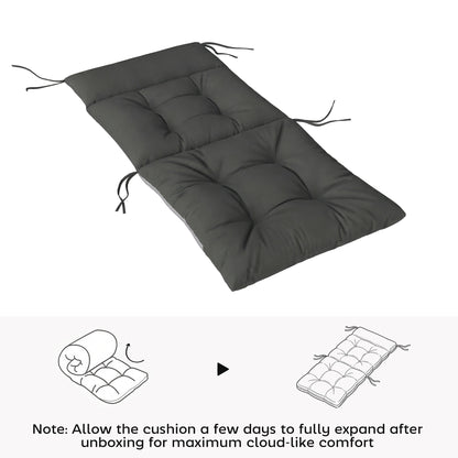 Patio Chair Cushions Set of 4, Waterproof Non-Slip Lounge Chair Cushions, 112x53cm, Dark Grey