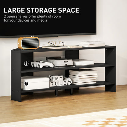 Corner TV Stand with 2 Open Shelves for 47 Inch TV - Black