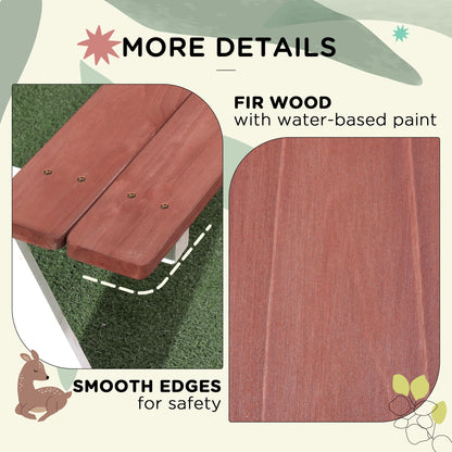 Kids Picnic Table, Wooden Table and Bench Set, Kids Garden Furniture for Patio Aged 3-8 Years Old, Brown