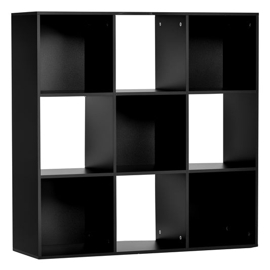 3-tier 9 Cubes Storage Unit Particle Board Cupboard Bookcase Organiser Home Office Shelves, Black