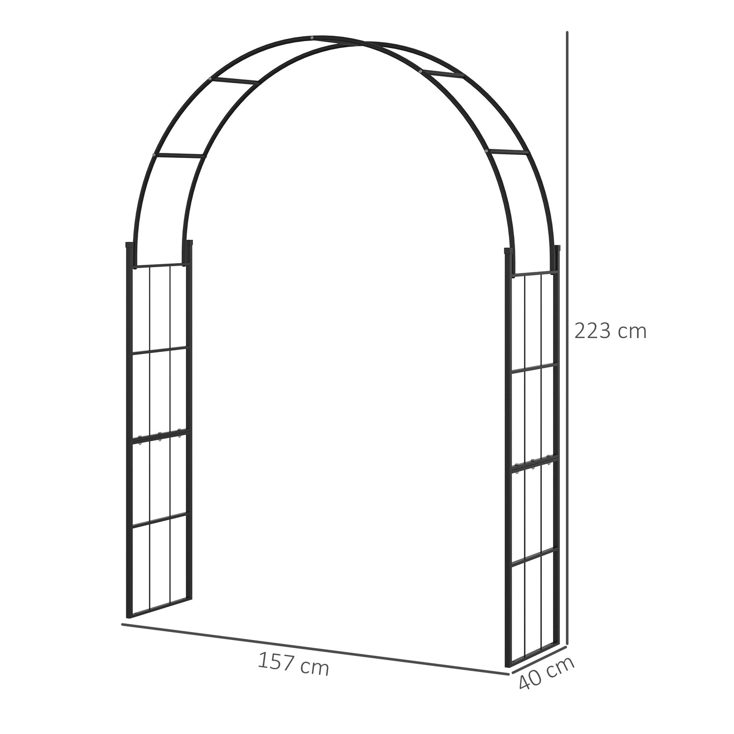 223cm Garden Arch Trellis, Outdoor Wedding Arbor for Ceremony for Climbing Roses, Vines and Plants