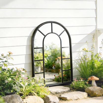 Arched Mirror, Shatterproof Acrylic Windowpane Wall Mounted Mirror with Robust Metal Frame, 71 x 51 cm, Black