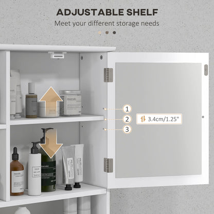 Bathroom Cabinet, Wall Mount Storage Organizer with Mirror, Adjustable Shelf for Bathroom, Kitchen, Bedroom, White