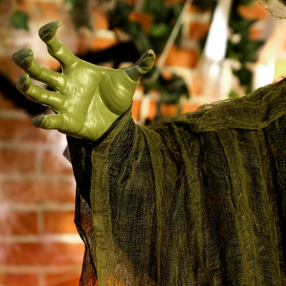 170 cm Life Size Hanging Halloween Animated Witch with Glowing LED Eyes, Spooky Witch Scary Halloween Decorations