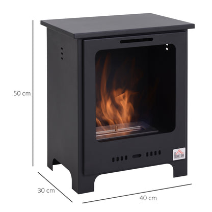 Freestanding Ethanol Fireplace, Bioethanol Fire with 0.9L Tank, 3 Hours Burning Time for Indoor, Black
