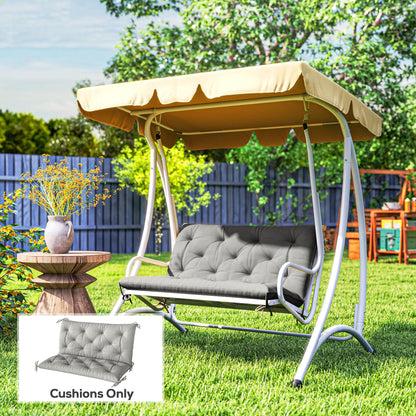 2 Seater Bench Pad, Garden Chair Cushion with Back and Ties for Indoor and Outdoor Use, 98 x 100 cm, Light Grey
