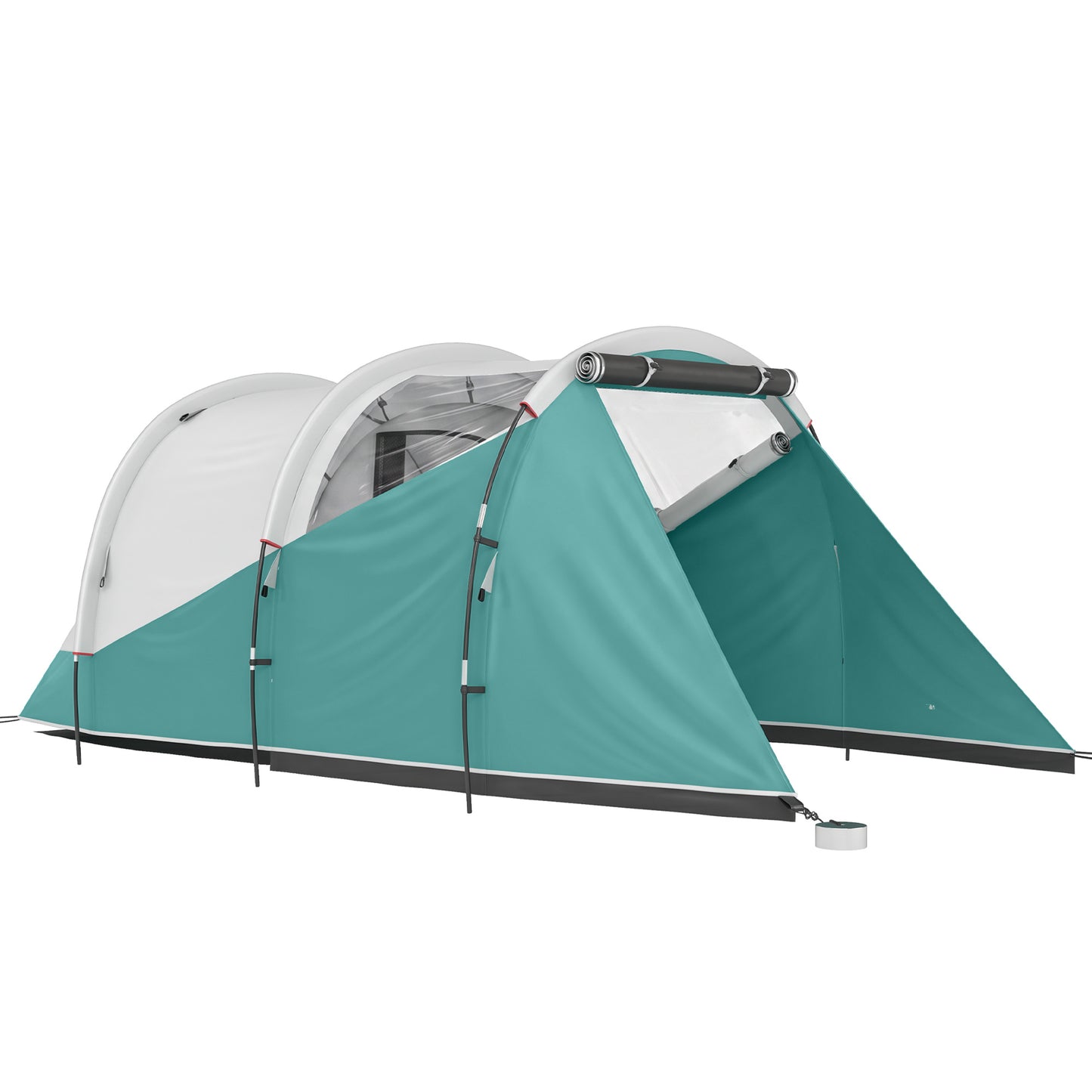 Three-Man, 3000mm Water-Resistant Two-Room Tunnel Tent - Green