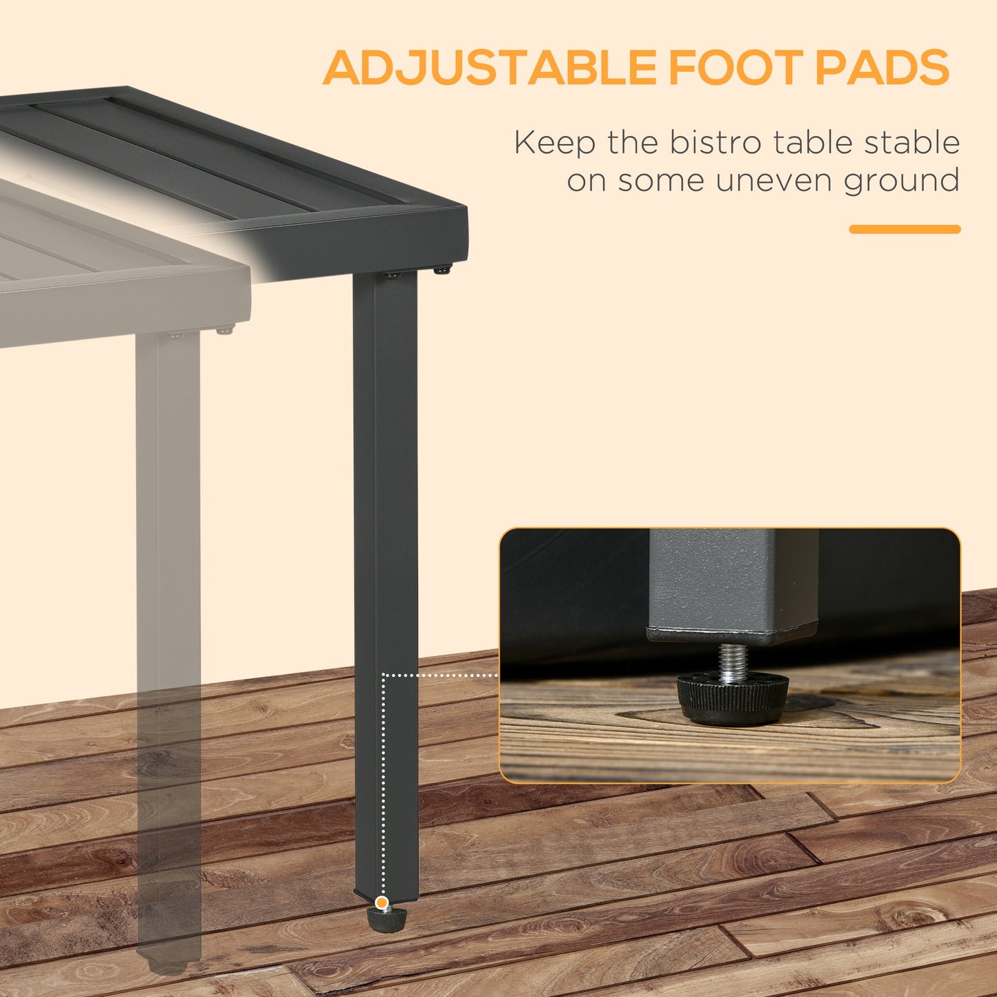 Garden Side Table, 51x51cm Square Patio Coffee Table with Umbrella Hole, End Table with Steel Frame for Balcony, Grey