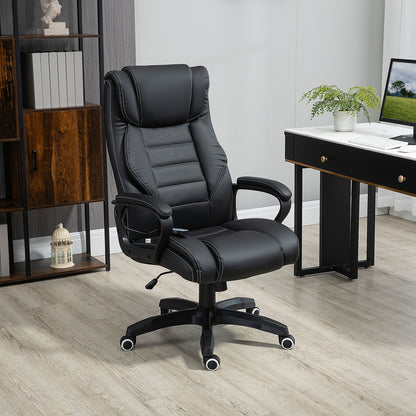 Office Chair with 6-Point Maaage, PU Desk Chair with Padded Seat and Armrest, Computer Chair with Tilt Function for Home