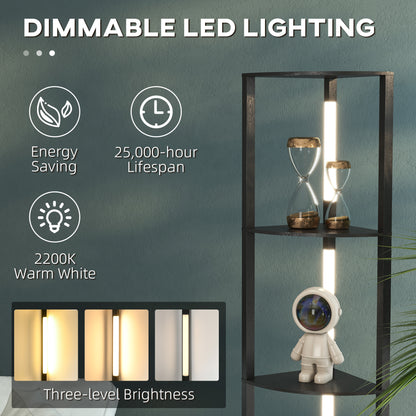 Corner Floor Lamp for Living Room Bedroom with Warm White LED Light, Modern Tall Standing Lamp, Black