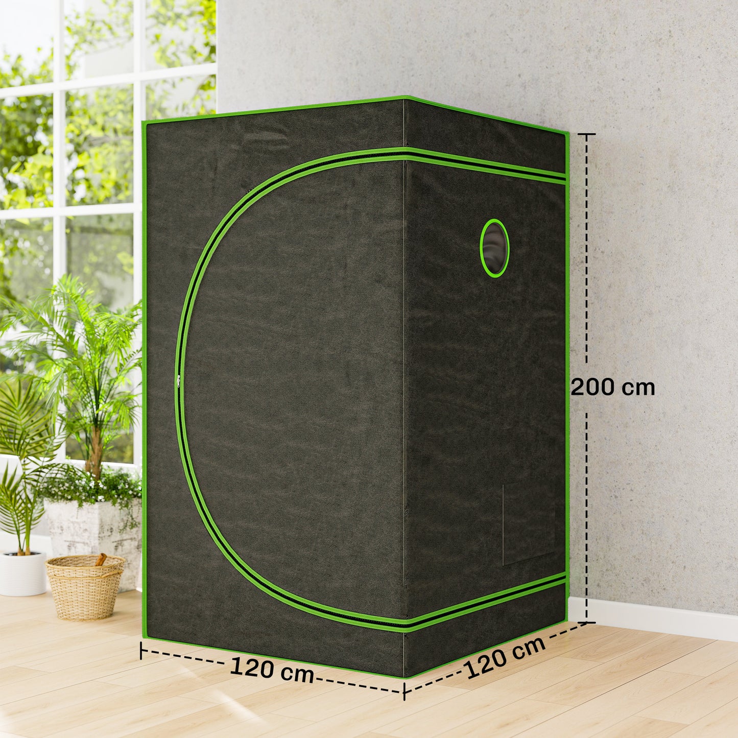 Grow Tent 120 x 120 x 200 cm, Reflective Mylar Hydroponic Growing Tent with 600D Oxford Fabric, Observation Window, Vent