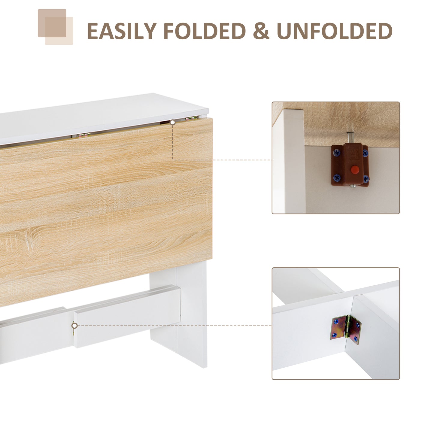 Folding Dining Table, Space-Saving Drop Leaf Kitchen Table for 4-6 People, Multi-functional Desk for Small Space