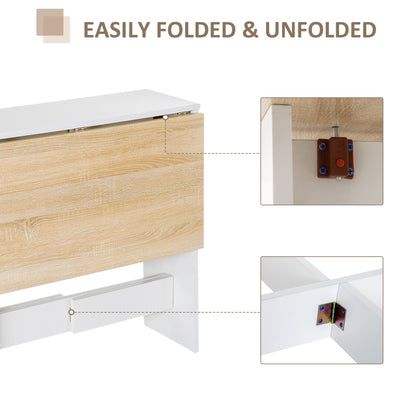 Folding Dining Table, Space-Saving Drop Leaf Kitchen Table for 4-6 People, Multi-functional Desk for Small Space